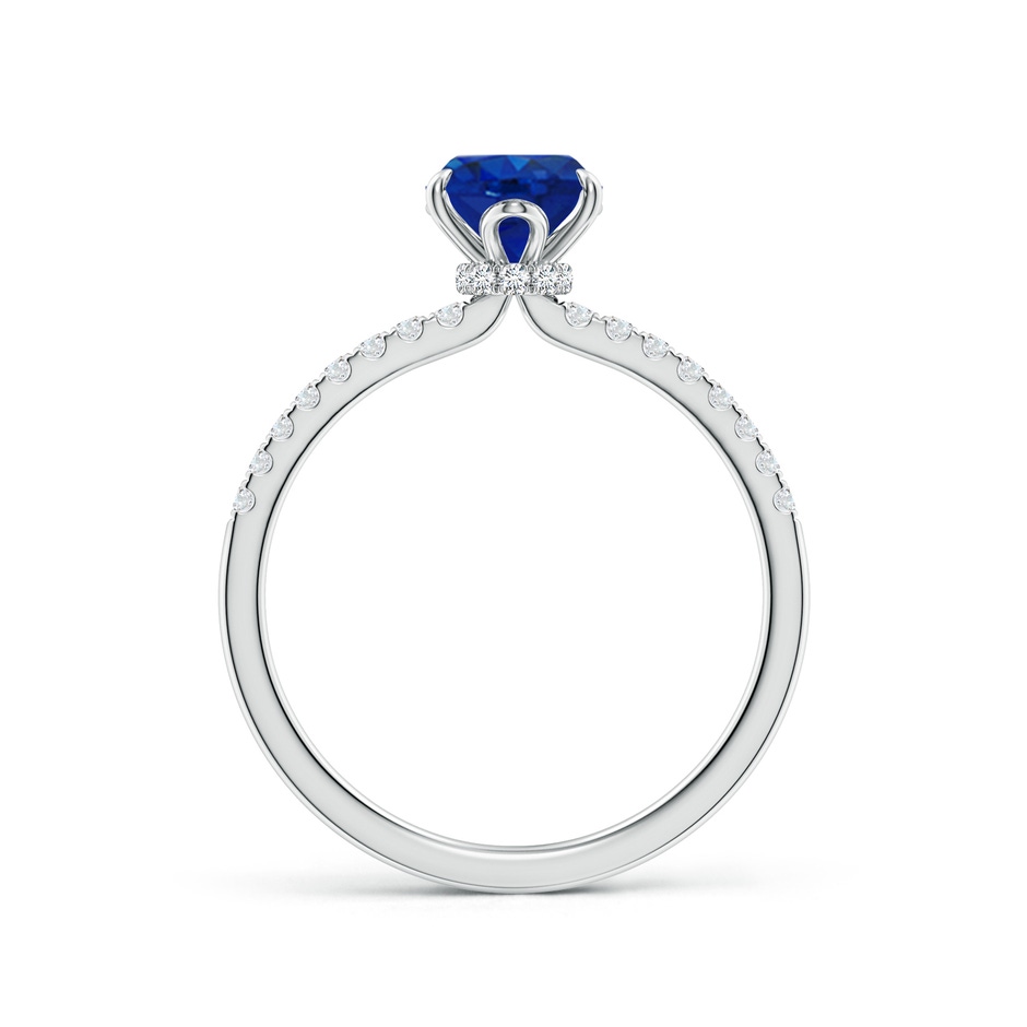 8x6mm AAA Oval Blue Sapphire Hidden Halo Engagement Ring in White Gold side 199