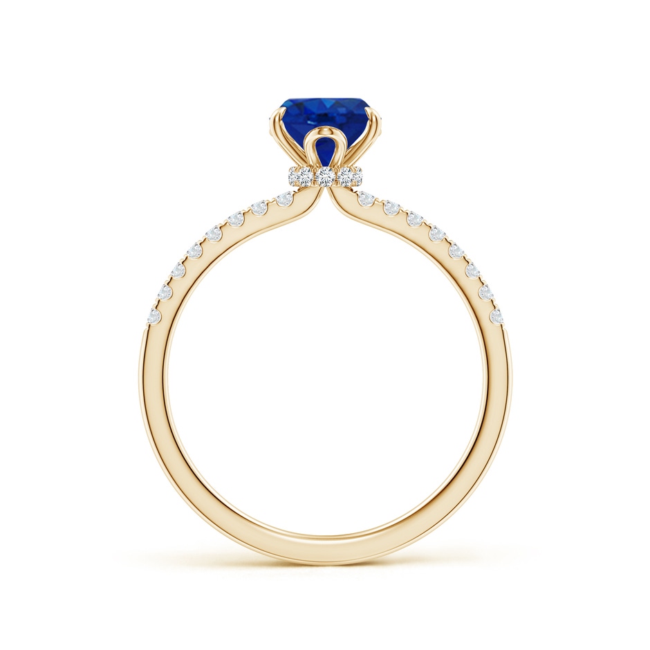 8x6mm AAA Oval Blue Sapphire Hidden Halo Engagement Ring in Yellow Gold side 199
