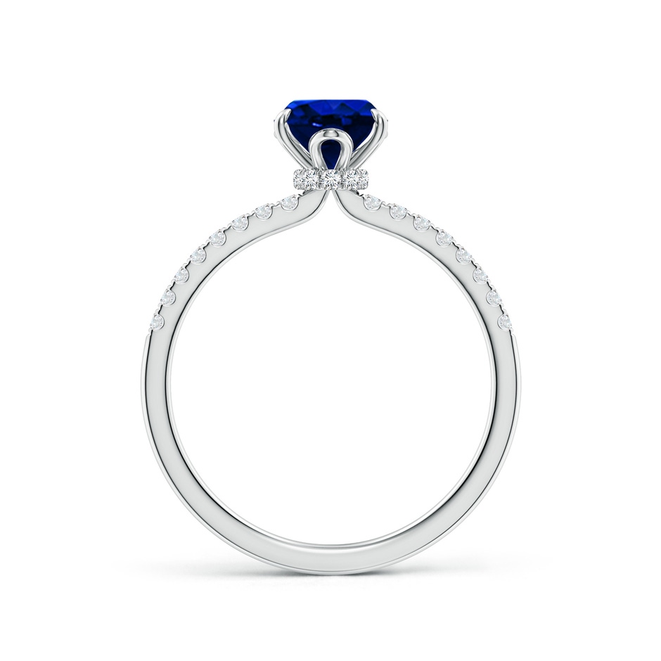 8x6mm AAAA Oval Blue Sapphire Hidden Halo Engagement Ring in White Gold side 199