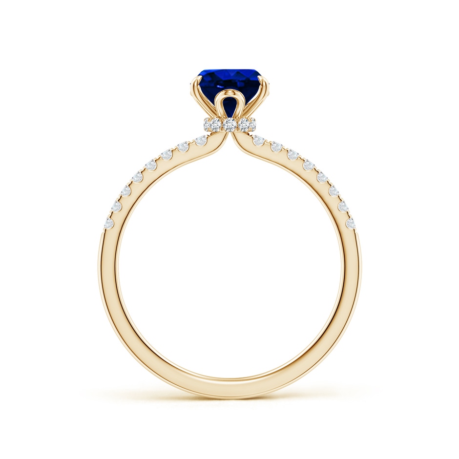 8x6mm AAAA Oval Blue Sapphire Hidden Halo Engagement Ring in Yellow Gold side 199