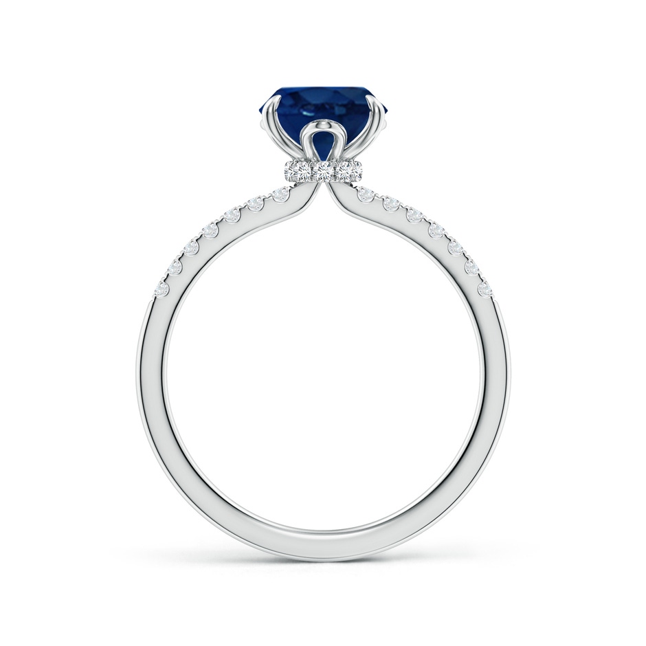 9x7mm AA Oval Blue Sapphire Hidden Halo Engagement Ring in White Gold side 199