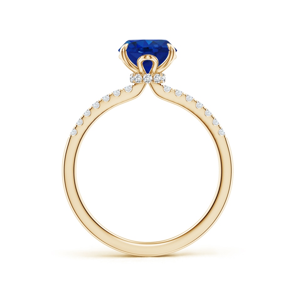 9x7mm AAA Oval Blue Sapphire Hidden Halo Engagement Ring in Yellow Gold side 199