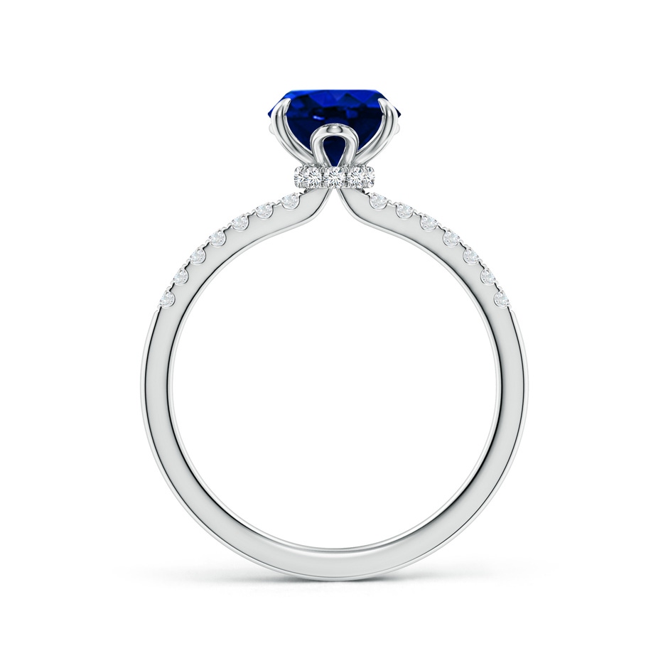 9x7mm Lab-Grown Oval Blue Sapphire Hidden Halo Engagement Ring in White Gold side 199