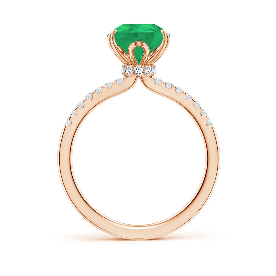 10x8mm A Pear-Shaped Emerald Hidden Halo Engagement Ring in Rose Gold side 199