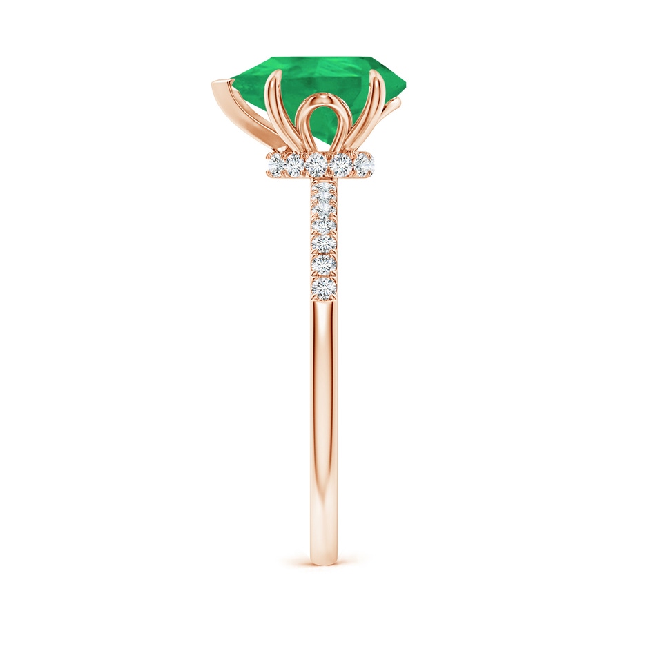 10x8mm A Pear-Shaped Emerald Hidden Halo Engagement Ring in Rose Gold side 299