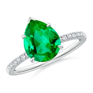 10x8mm AAA Pear-Shaped Emerald Hidden Halo Engagement Ring in P950 Platinum