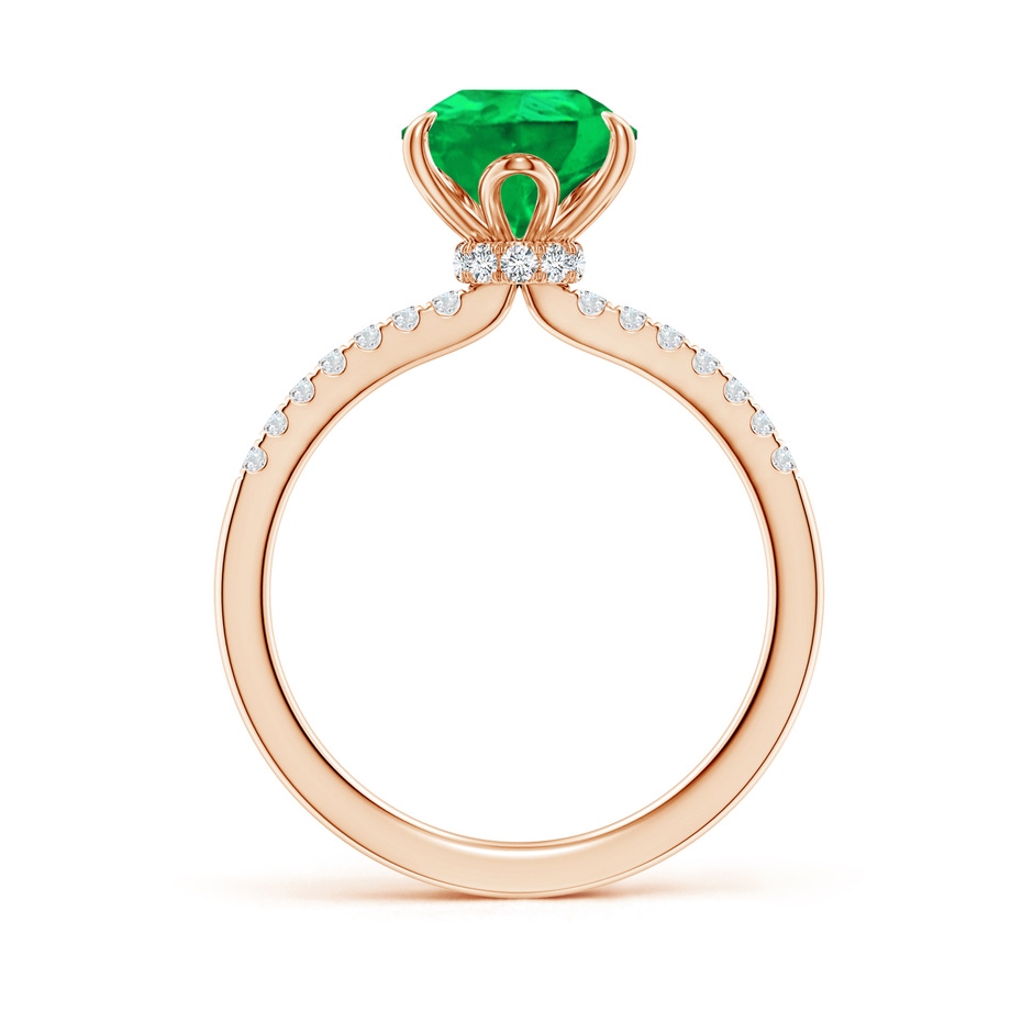 10x8mm AAA Pear-Shaped Emerald Hidden Halo Engagement Ring in Rose Gold side 199