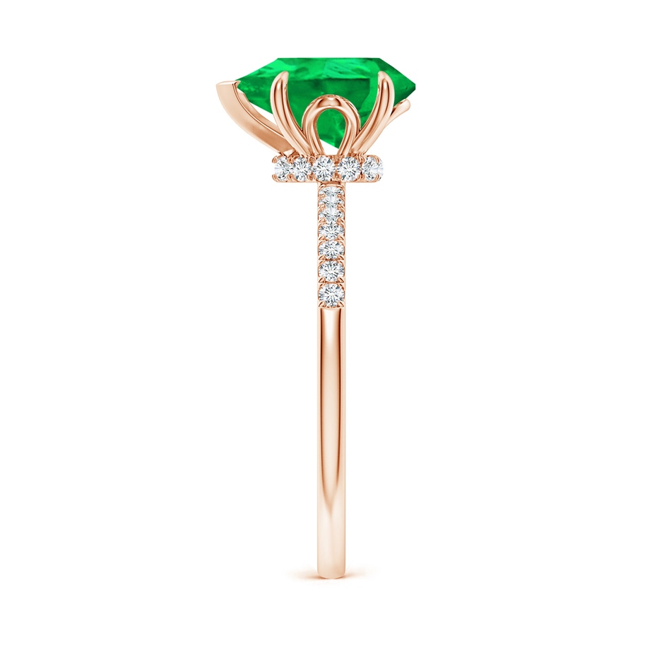 10x8mm AAA Pear-Shaped Emerald Hidden Halo Engagement Ring in Rose Gold side 299