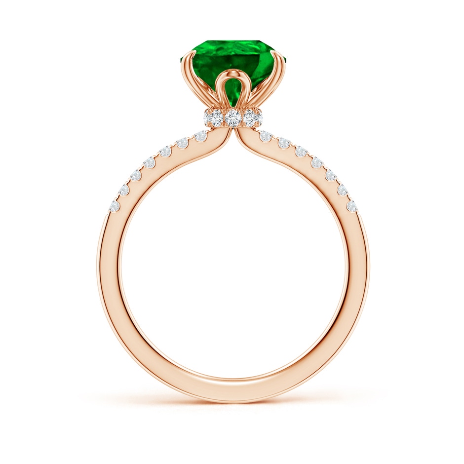 10x8mm AAAA Pear-Shaped Emerald Hidden Halo Engagement Ring in Rose Gold side 199