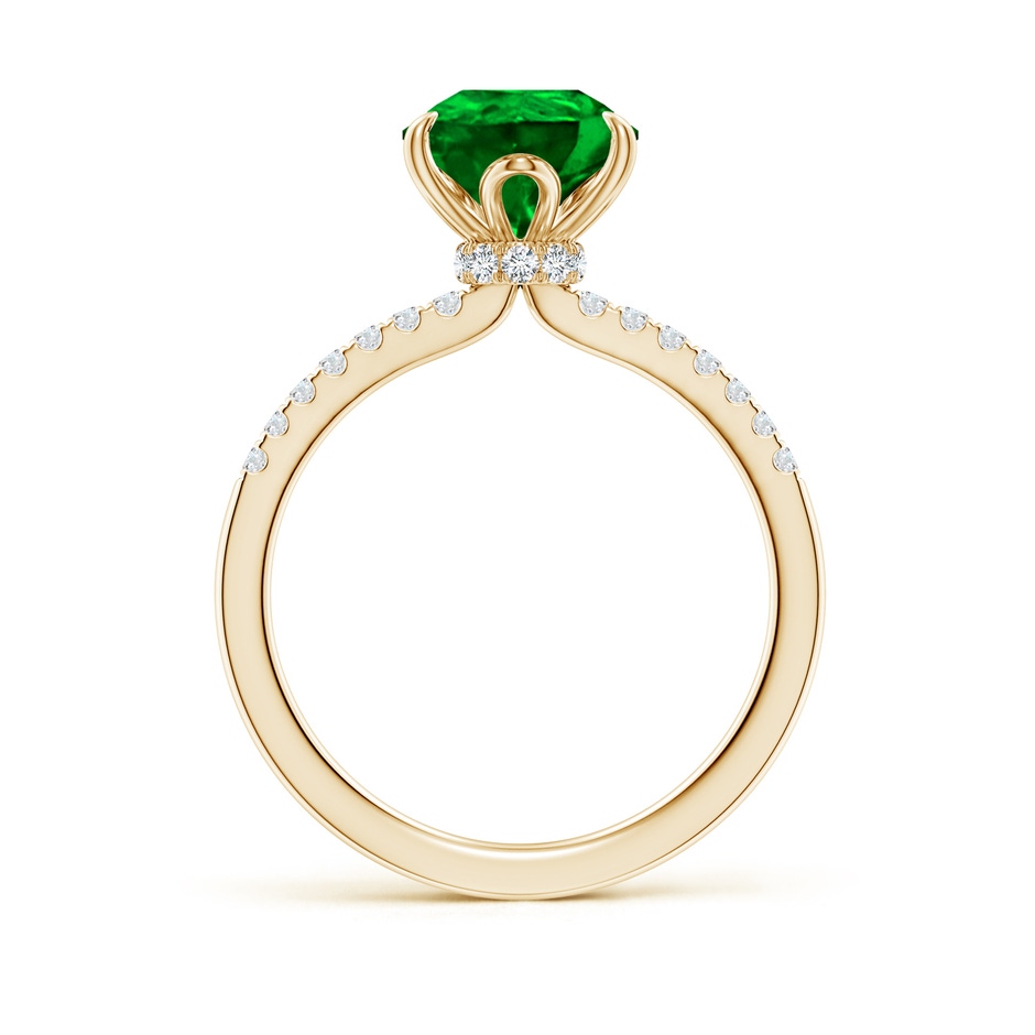 10x8mm AAAA Pear-Shaped Emerald Hidden Halo Engagement Ring in Yellow Gold side 199
