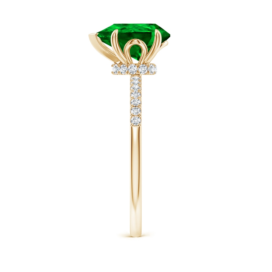 10x8mm AAAA Pear-Shaped Emerald Hidden Halo Engagement Ring in Yellow Gold side 299