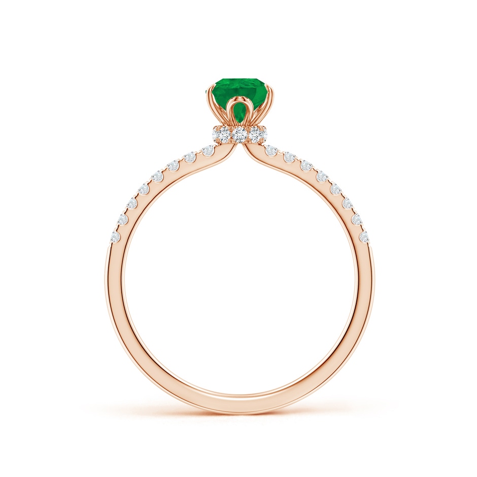 7x5mm AA Pear-Shaped Emerald Hidden Halo Engagement Ring in Rose Gold side 199