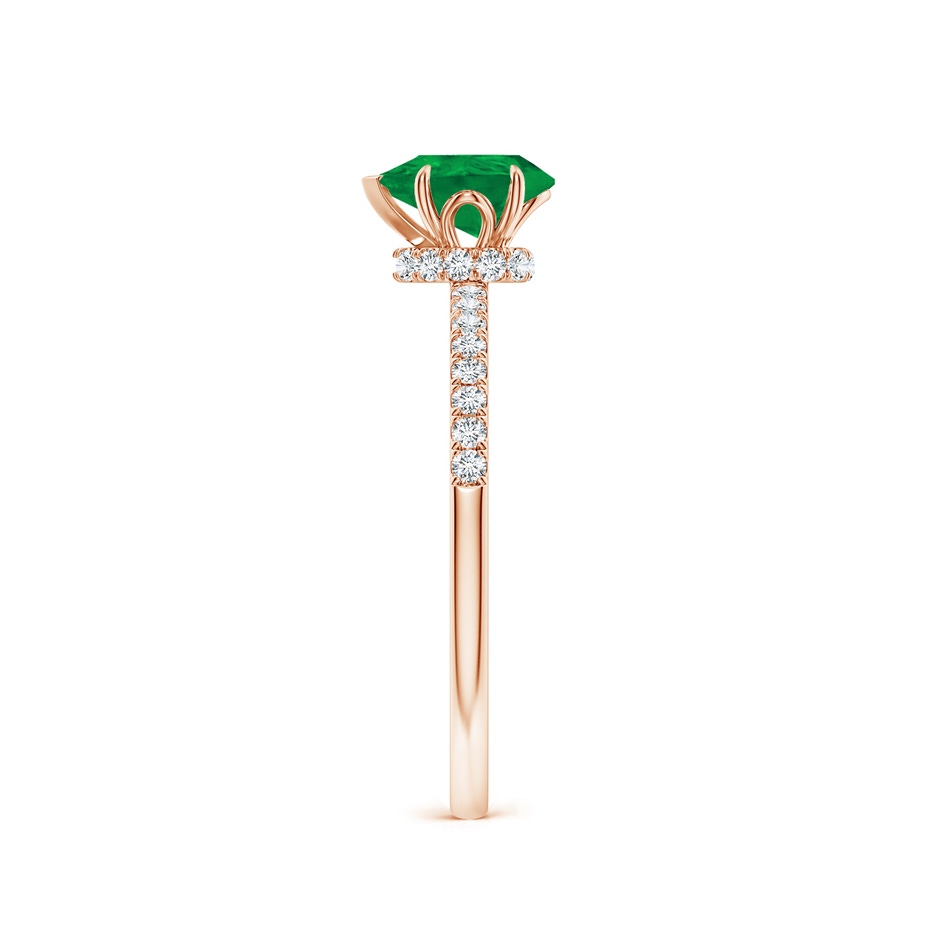 7x5mm AA Pear-Shaped Emerald Hidden Halo Engagement Ring in Rose Gold side 299