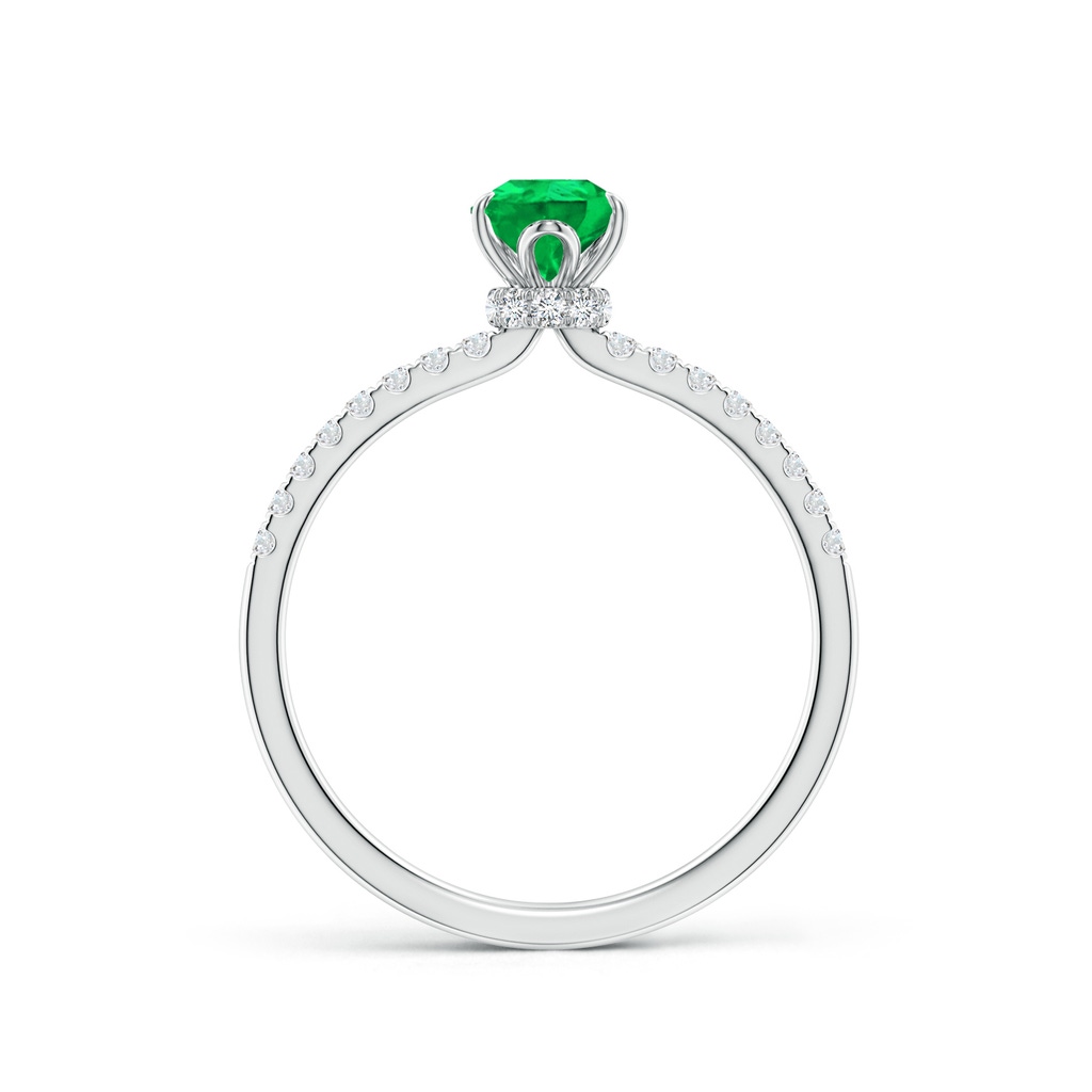 7x5mm AAA Pear-Shaped Emerald Hidden Halo Engagement Ring in 18K White Gold - side 199