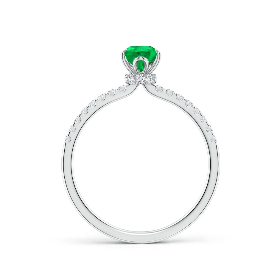 7x5mm AAA Pear-Shaped Emerald Hidden Halo Engagement Ring in 18K White Gold side 199