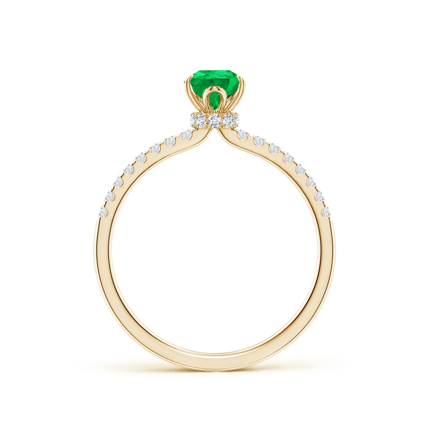 7x5mm AAA Pear-Shaped Emerald Hidden Halo Engagement Ring in 18K Yellow Gold - side 2
