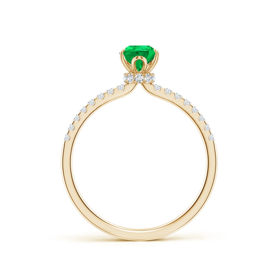 7x5mm AAA Pear-Shaped Emerald Hidden Halo Engagement Ring in Yellow Gold side 199
