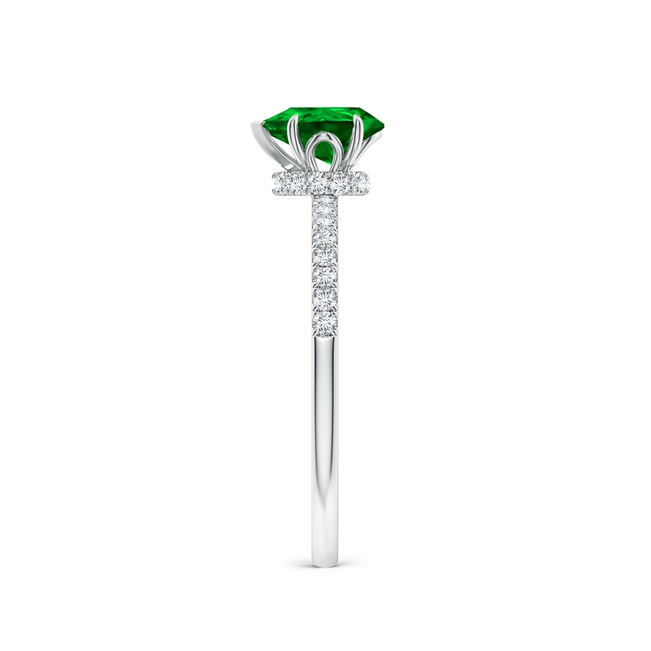 7x5mm AAAA Pear-Shaped Emerald Hidden Halo Engagement Ring in P950 Platinum side 299