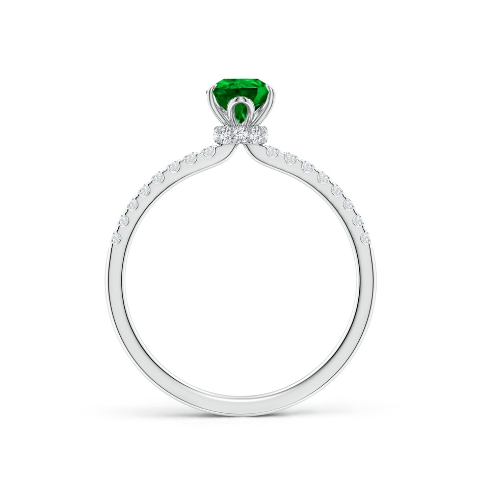 7x5mm AAAA Pear-Shaped Emerald Hidden Halo Engagement Ring in White Gold side 199
