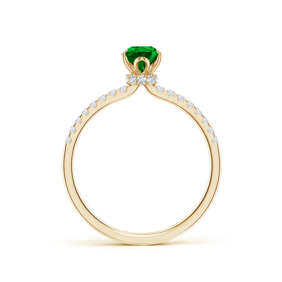 7x5mm AAAA Pear-Shaped Emerald Hidden Halo Engagement Ring in Yellow Gold side 199