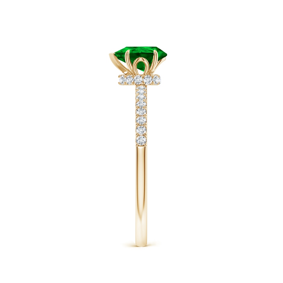 7x5mm AAAA Pear-Shaped Emerald Hidden Halo Engagement Ring in Yellow Gold side 299