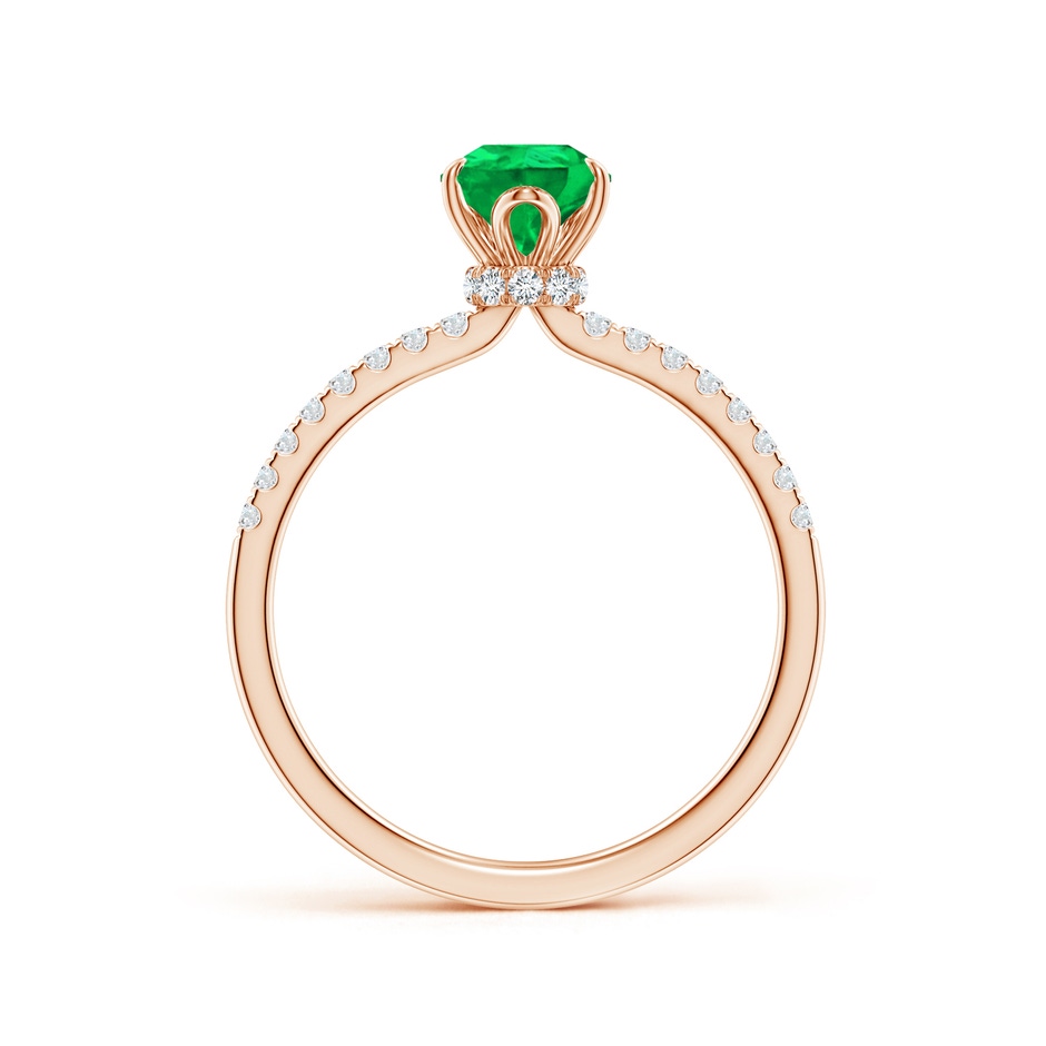 8x6mm AAA Pear-Shaped Emerald Hidden Halo Engagement Ring in Rose Gold side 199