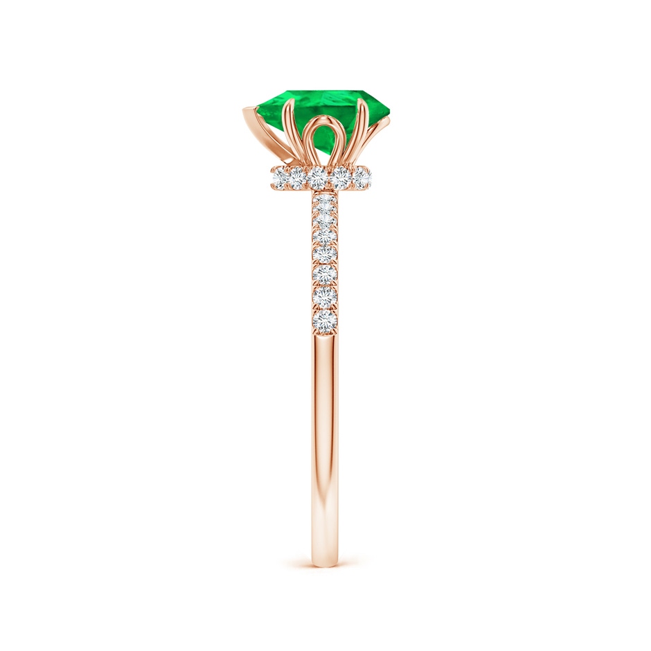 8x6mm AAA Pear-Shaped Emerald Hidden Halo Engagement Ring in Rose Gold side 299