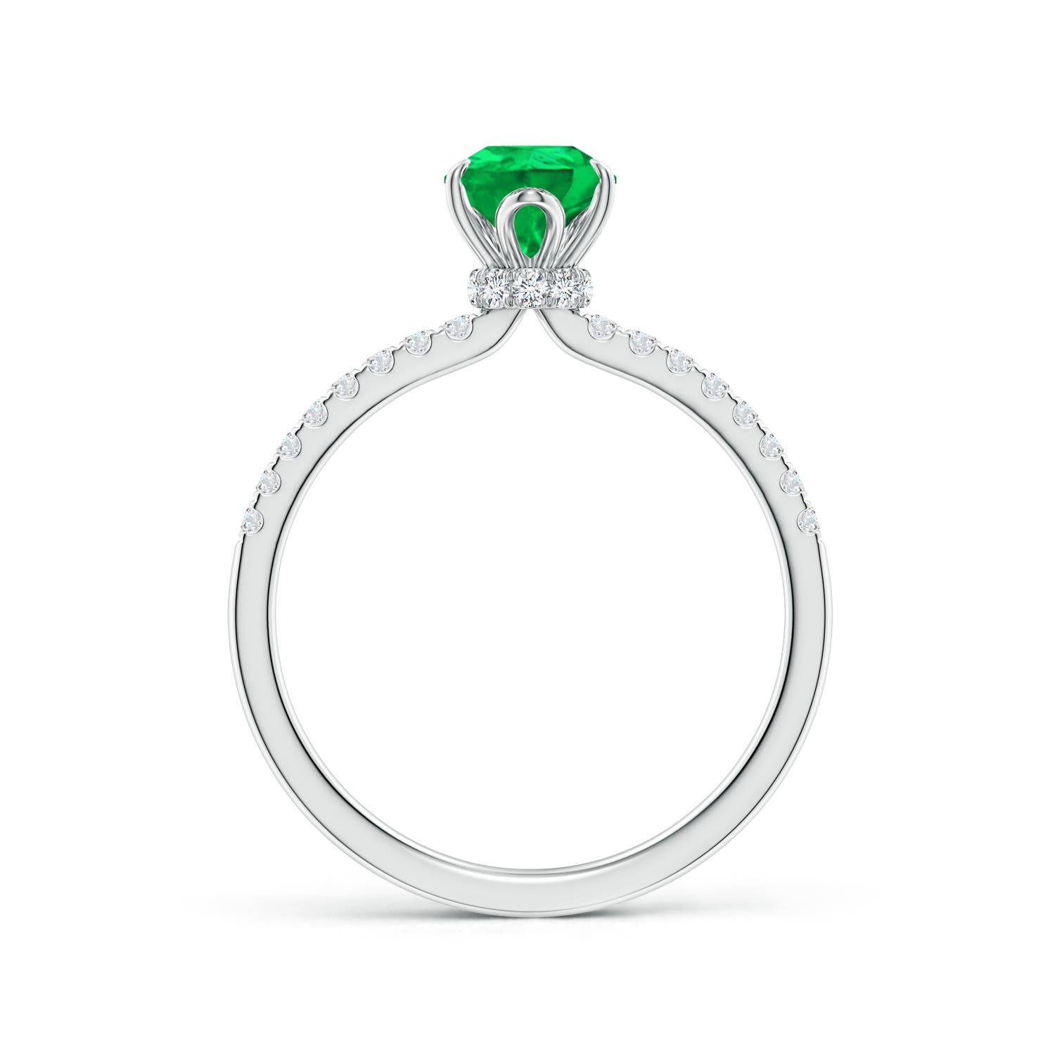 8x6mm AAA Pear-Shaped Emerald Hidden Halo Engagement Ring in White Gold