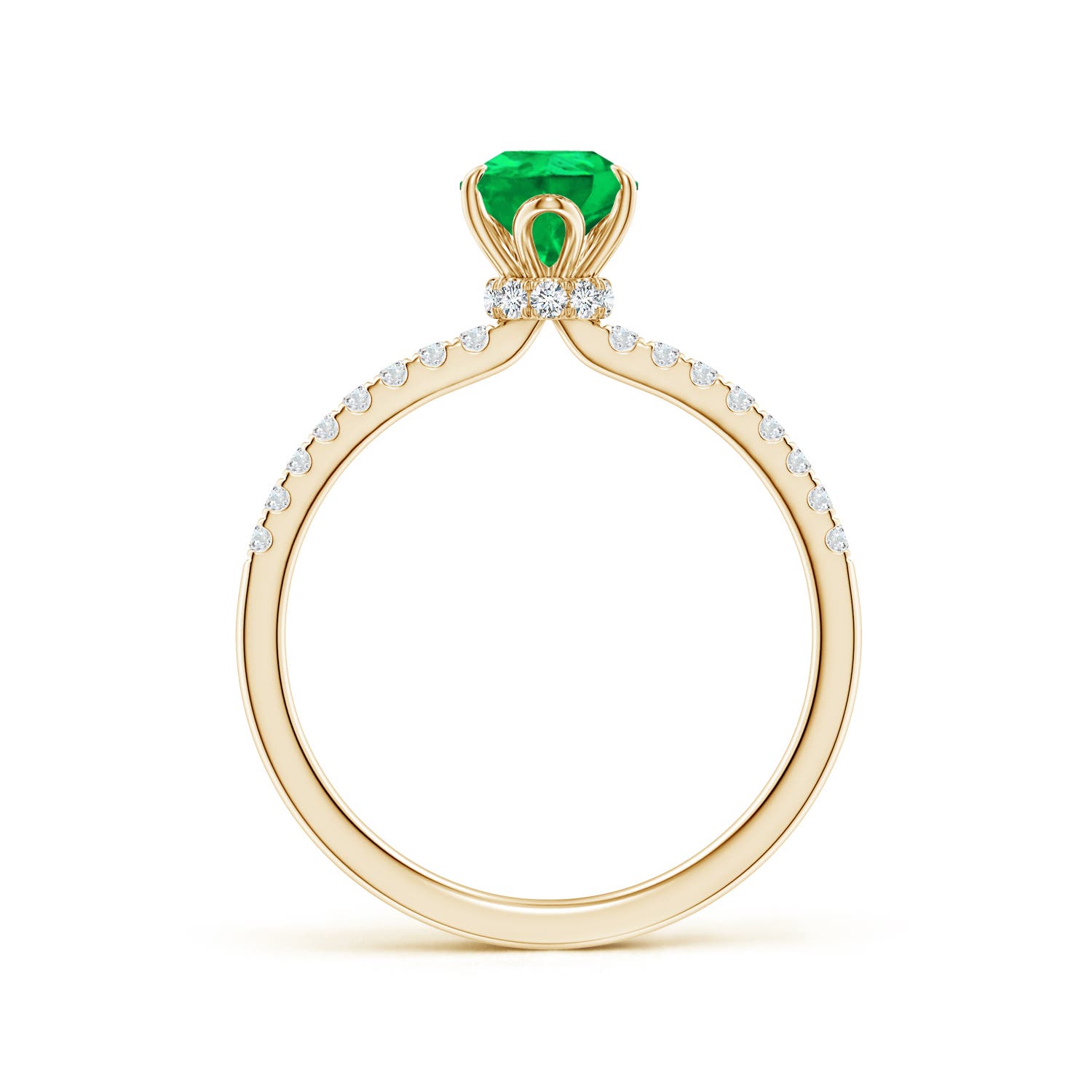 8x6mm AAA Pear-Shaped Emerald Hidden Halo Engagement Ring in Yellow Gold