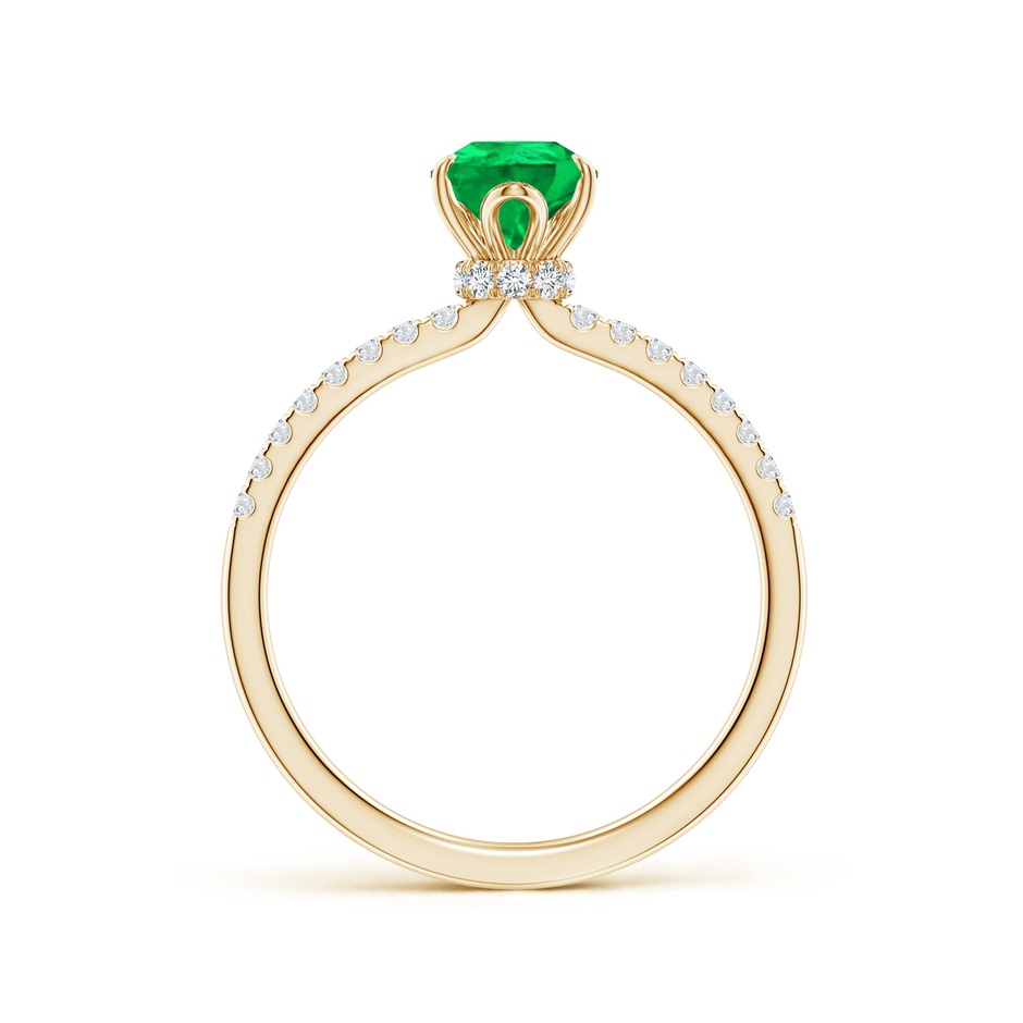 8x6mm AAA Pear-Shaped Emerald Hidden Halo Engagement Ring in Yellow Gold side 199