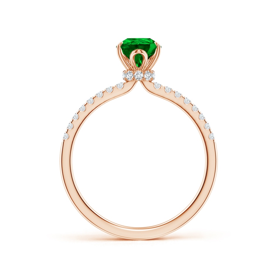 8x6mm AAAA Pear-Shaped Emerald Hidden Halo Engagement Ring in Rose Gold side 199