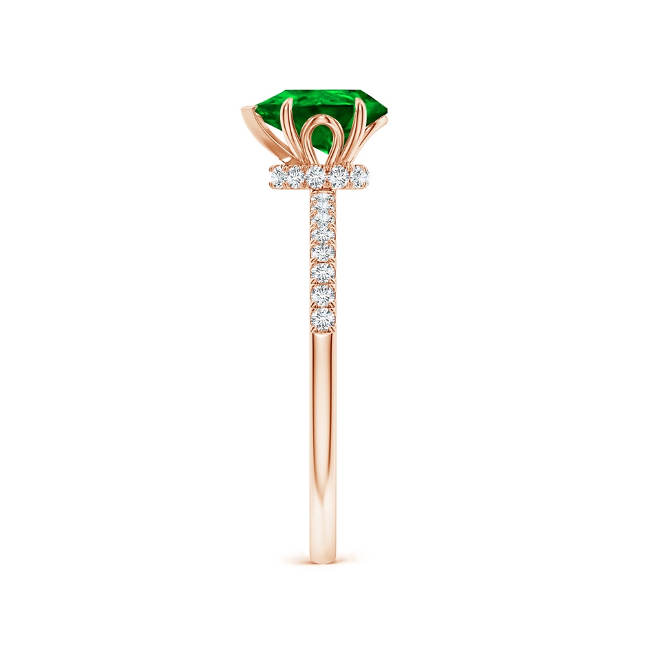 8x6mm AAAA Pear-Shaped Emerald Hidden Halo Engagement Ring in Rose Gold side 299