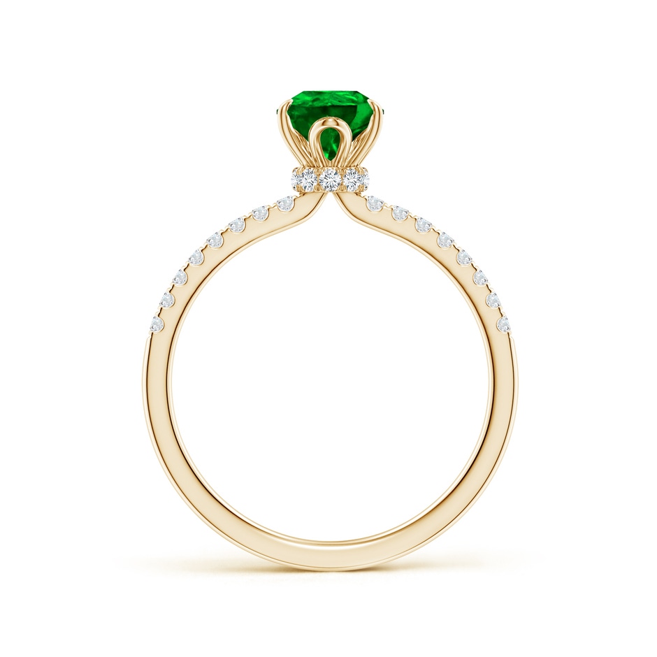 8x6mm AAAA Pear-Shaped Emerald Hidden Halo Engagement Ring in Yellow Gold side 199
