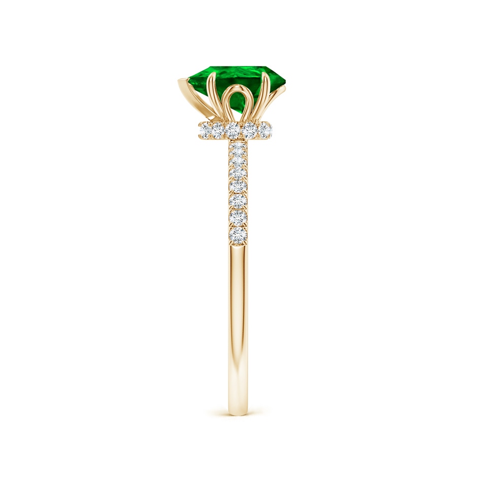 8x6mm AAAA Pear-Shaped Emerald Hidden Halo Engagement Ring in Yellow Gold side 299