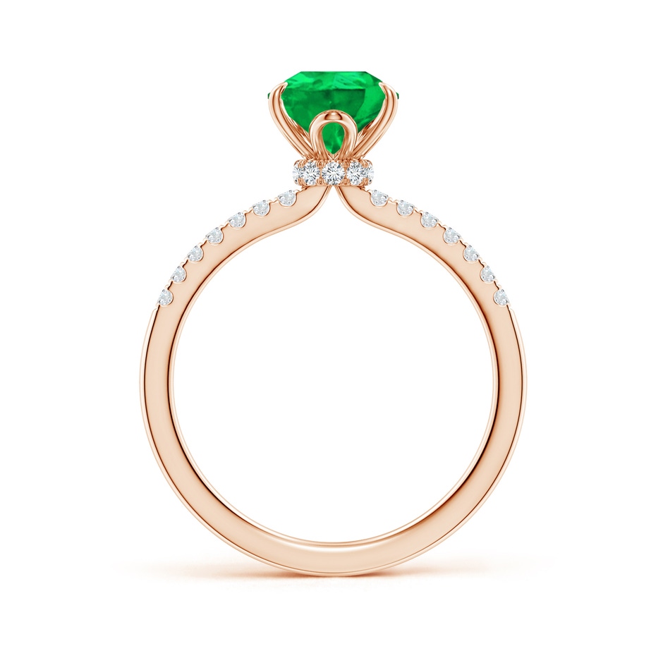 9x7mm AAA Pear-Shaped Emerald Hidden Halo Engagement Ring in Rose Gold side 199