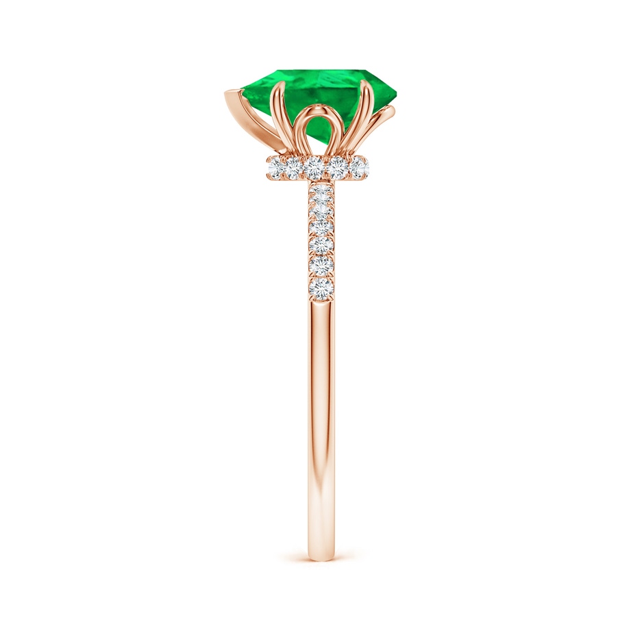 9x7mm AAA Pear-Shaped Emerald Hidden Halo Engagement Ring in Rose Gold side 299