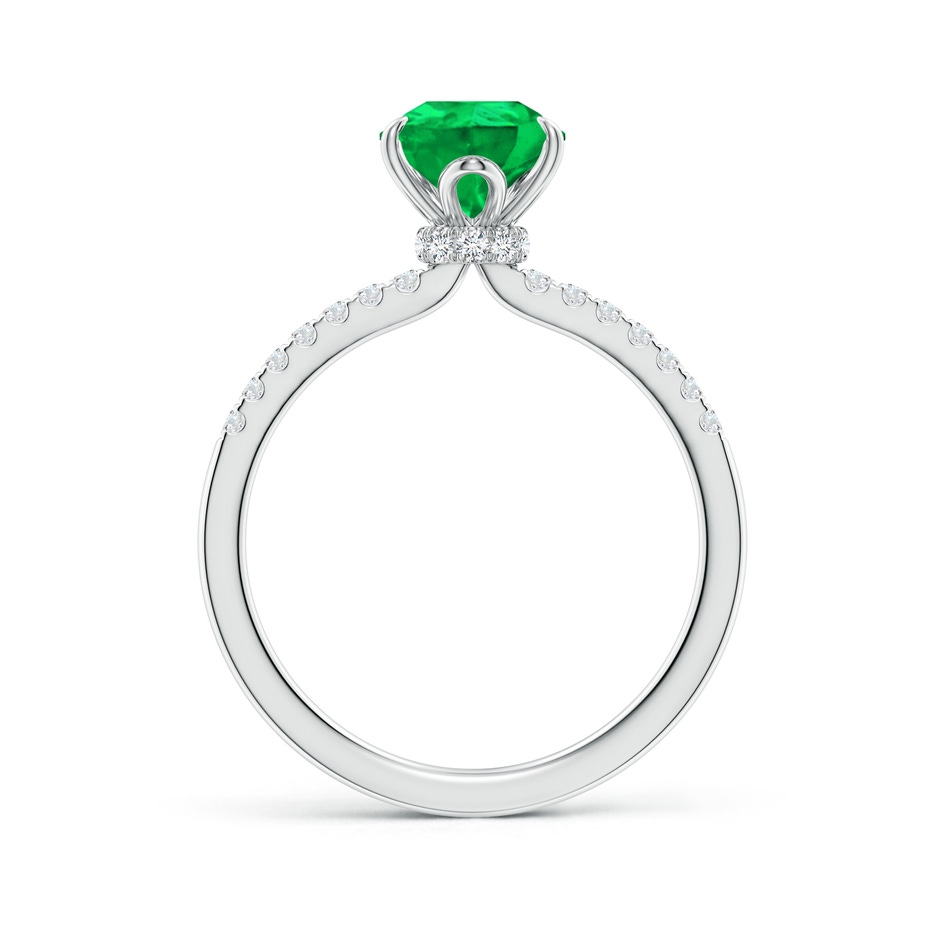 9x7mm AAA Pear-Shaped Emerald Hidden Halo Engagement Ring in White Gold side 199