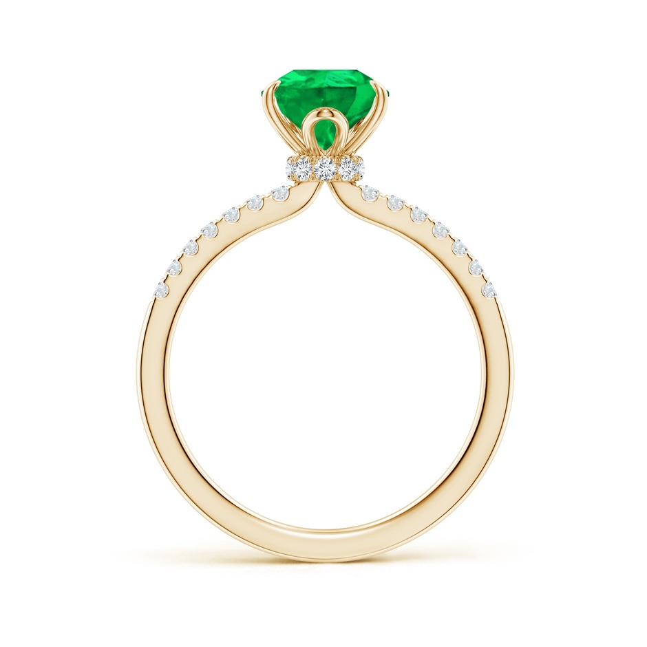 9x7mm AAA Pear-Shaped Emerald Hidden Halo Engagement Ring in Yellow Gold side 199