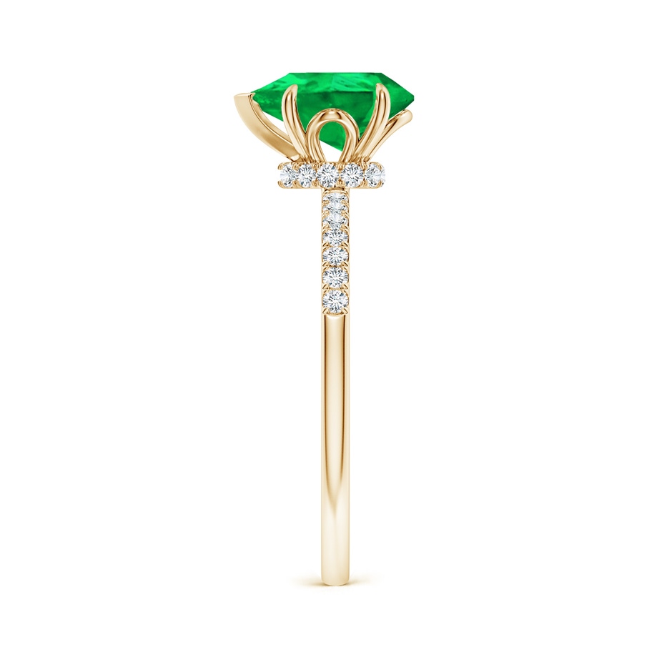 9x7mm AAA Pear-Shaped Emerald Hidden Halo Engagement Ring in Yellow Gold side 299