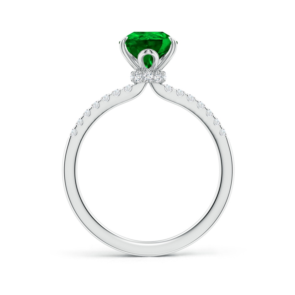9x7mm AAAA Pear-Shaped Emerald Hidden Halo Engagement Ring in P950 Platinum side 199