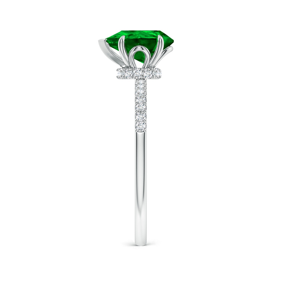 9x7mm AAAA Pear-Shaped Emerald Hidden Halo Engagement Ring in P950 Platinum side 299