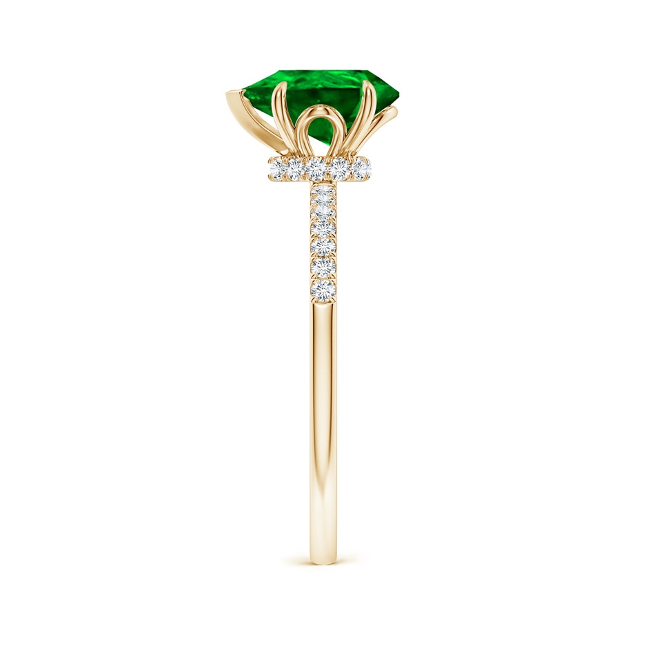 9x7mm AAAA Pear-Shaped Emerald Hidden Halo Engagement Ring in Yellow Gold side 299