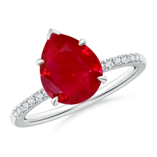 10x8mm AAA Pear-Shaped Ruby Hidden Halo Engagement Ring in P950 Platinum