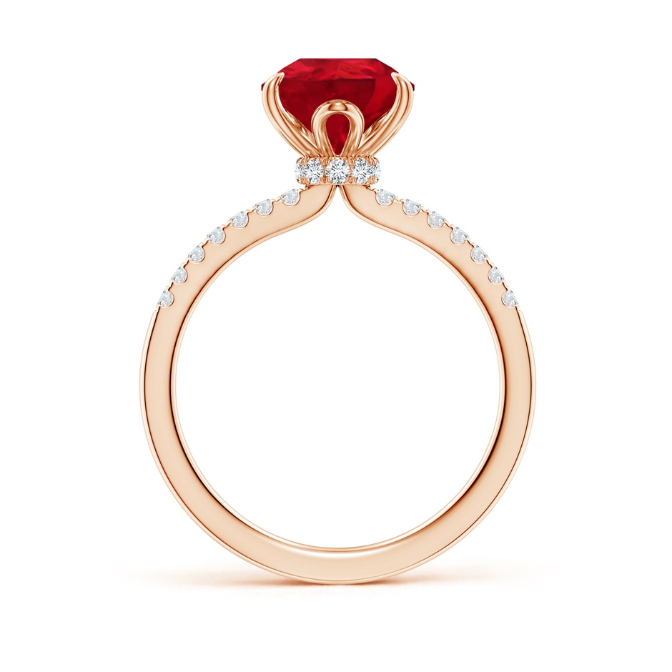 10x8mm AAA Pear-Shaped Ruby Hidden Halo Engagement Ring in Rose Gold side 199