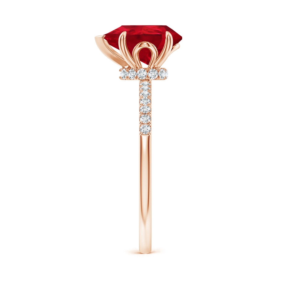 10x8mm AAA Pear-Shaped Ruby Hidden Halo Engagement Ring in Rose Gold side 299