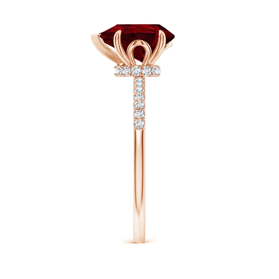 10x8mm AAAA Pear-Shaped Ruby Hidden Halo Engagement Ring in 18K Rose Gold side 299