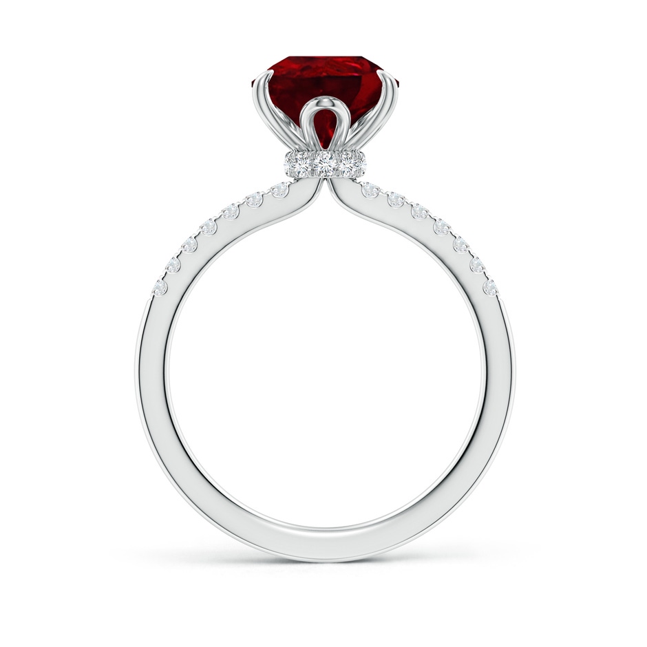 10x8mm AAAA Pear-Shaped Ruby Hidden Halo Engagement Ring in White Gold side 199