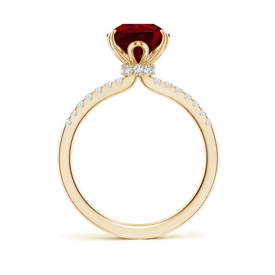 10x8mm AAAA Pear-Shaped Ruby Hidden Halo Engagement Ring in Yellow Gold side 199