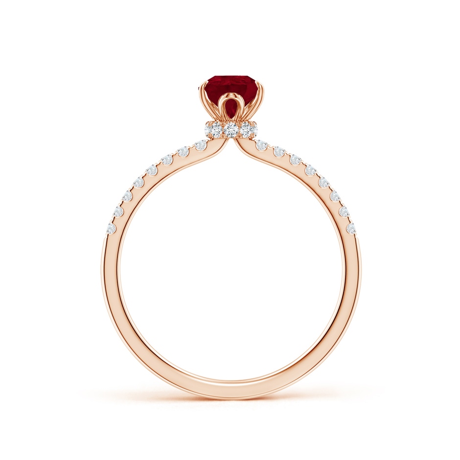 7x5mm AA Pear-Shaped Ruby Hidden Halo Engagement Ring in Rose Gold side 199