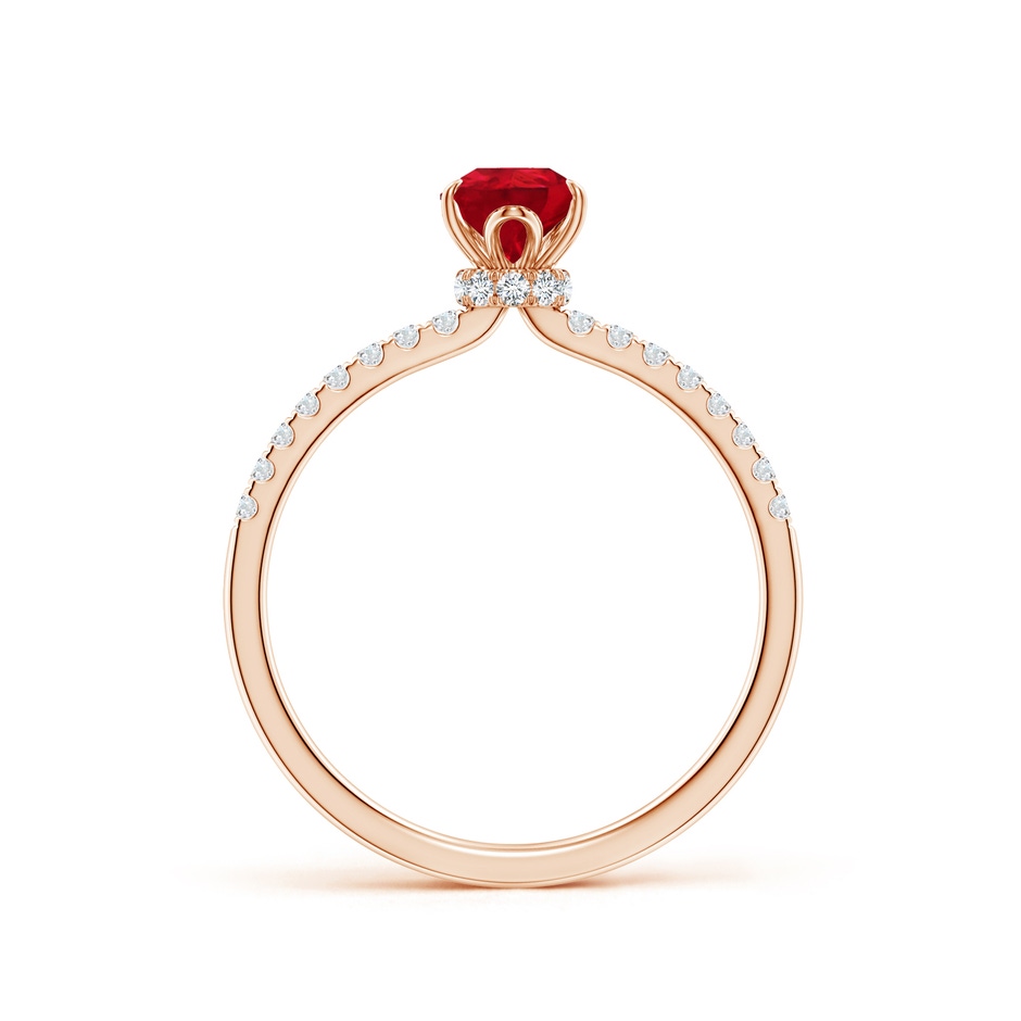 7x5mm AAA Pear-Shaped Ruby Hidden Halo Engagement Ring in Rose Gold side 199